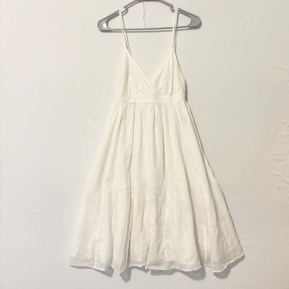 J.Crew White Cotton and Ramie Blend Midi Sundress Size 0